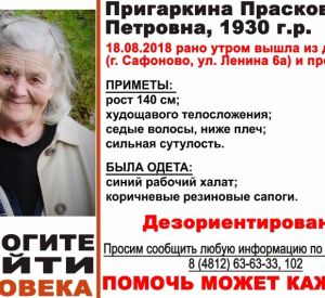 В Смоленской области пропала пенсионерка