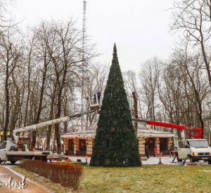В Смоленске начинают устанавливать новогодние елки