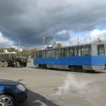 В Смоленске загорелся трамвай с людьми